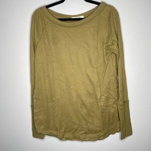 Free People Knit Long Sleeve Shirt Olive‎ Green Casual Everyday Top Size Small